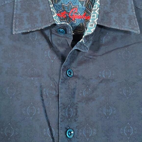 EUC Robert Graham Dark Green Dress Shirt Sz M - Picture 4 of 11